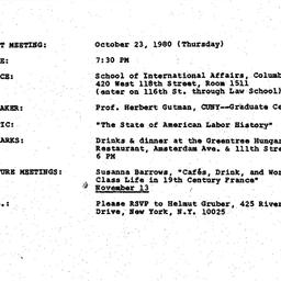 Announcements, 1980-10-23. ...