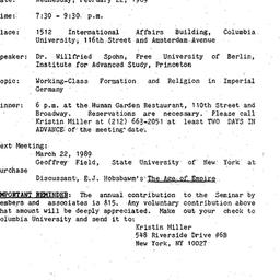 Announcements, 1989-02-22. ...