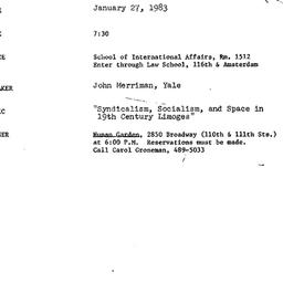 Announcements, 1983-01-27. ...