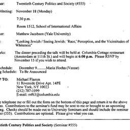 Announcements, 1996-11-01. ...