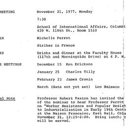 Announcements, 1977-11-21. ...