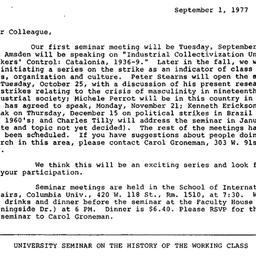 Announcements, 1977-09-20. ...