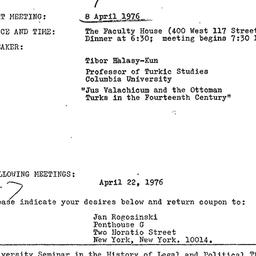 Announcements, 1976-04-08. ...