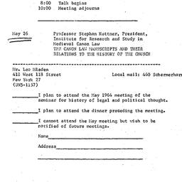 Announcements, 1964-05-26. ...