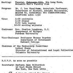 Announcements, 1966-02-15. ...