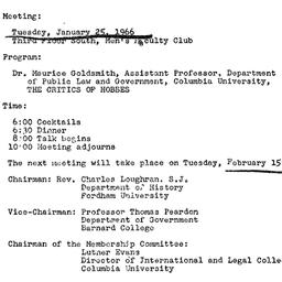 Announcements, 1966-01-25. ...