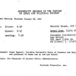 Announcements, 1982-01-28. ...