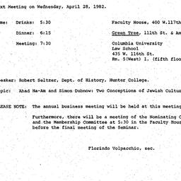 Announcements, 1982-04-28. ...
