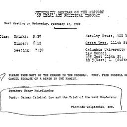 Announcements, 1982-02-17. ...