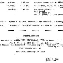 Announcements, 1984-01-25. ...