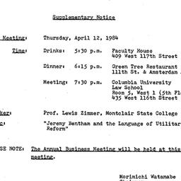 Announcements, 1984-04-12. ...