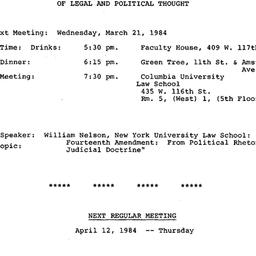 Announcements, 1984-03-21. ...