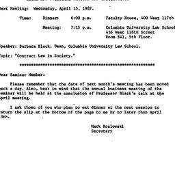 Announcements, 1987-04-15. ...