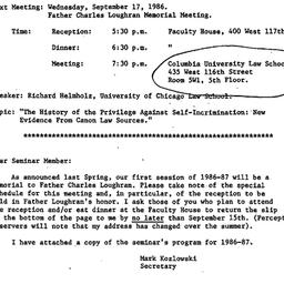 Announcements, 1986-09-17. ...