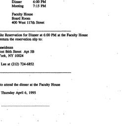 Announcements, 1995-04-06. ...