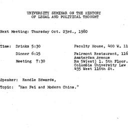 Announcements, 1980-10-23. ...