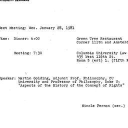 Announcements, 1981-01-28. ...