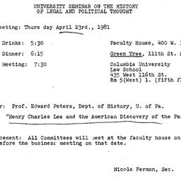 Announcements, 1981-04-23. ...