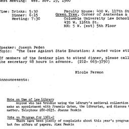 Announcements, 1980-11-19. ...