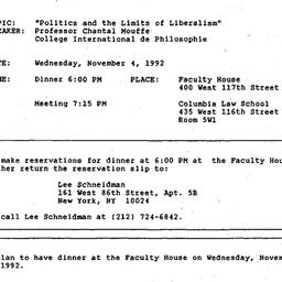 Announcements, 1992-11-04. ...