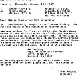 Announcements, 1989-01-18. ...