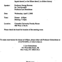Announcements, 2000-04-05. ...