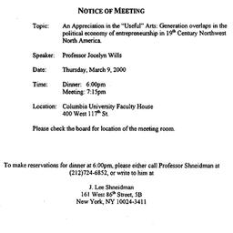 Announcements, 2000-03-09. ...