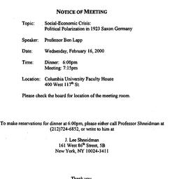 Announcements, 2000-02-16. ...