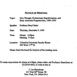 Announcements, 1999-12-09. ...