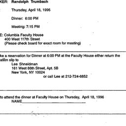 Announcements, 1996-04-18. ...
