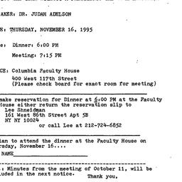 Announcements, 1995-11-16. ...