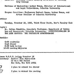 Announcements, 1966-11-22. ...