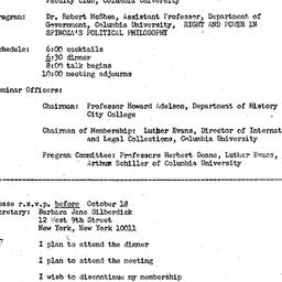 Announcements, 1966-10-25. ...