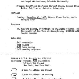 Announcements, 1966-12-13. ...