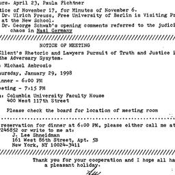 Announcements, 1997-12-15. ...