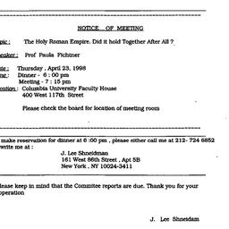 Announcements, 1998-04-13. ...