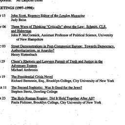 Schedules, Law and Politics...