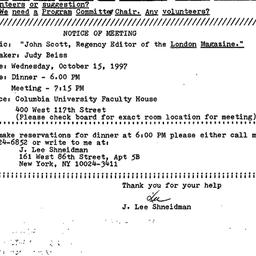 Announcements, 1997-09-27. ...