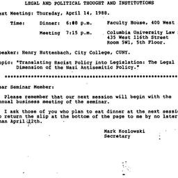 Announcements, 1988-04-14. ...