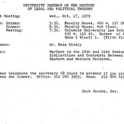 Announcements, 1979-10-17. ...