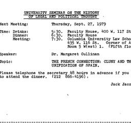 Announcements, 1979-09-27. ...