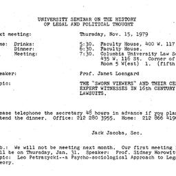 Announcements, 1979-11-15. ...
