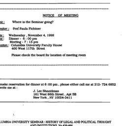 Announcements, 1998-10-21. ...