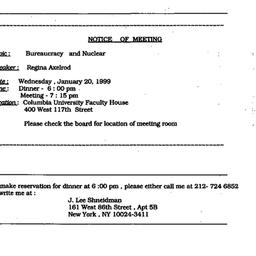 Announcements, 1999-01-05. ...