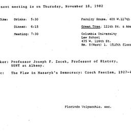 Announcements, 1982-11-18. ...