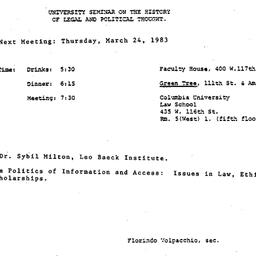 Announcements, 1983-03-24. ...