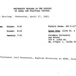 Announcements, 1983-04-27. ...