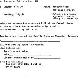 Announcements, 1992-02-20. ...