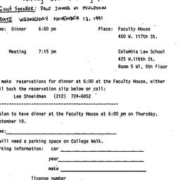 Announcements, 1991-11-13. ...