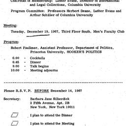 Announcements, 1967-12-19. ...